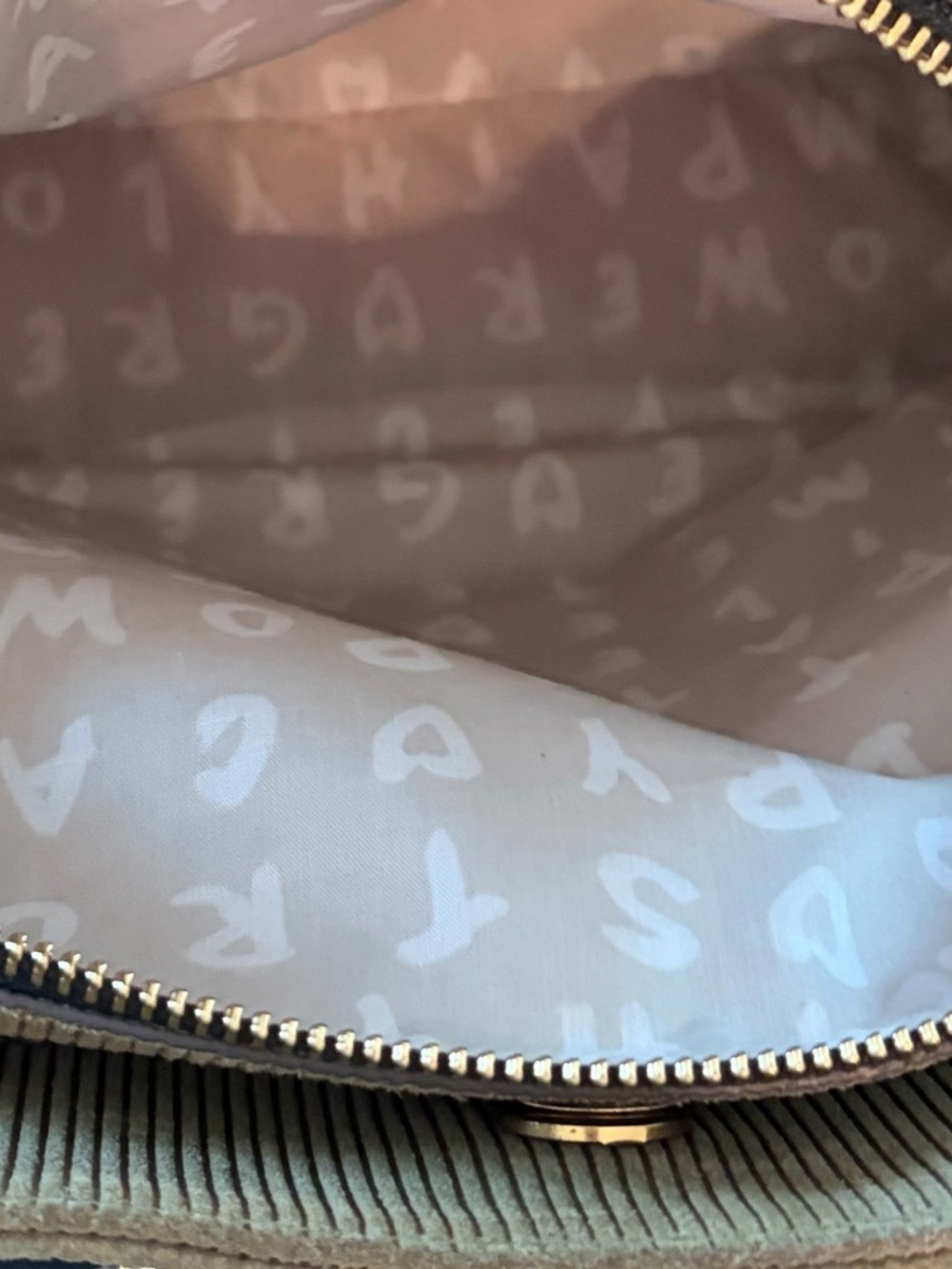 Aimee Kestenberg Corduroy Satchel Bag Taupe & Black Gold Hardware - Picture 6 of 10